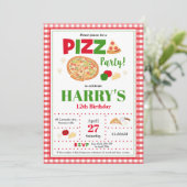 Pizza Party Verjaardag Uitnodiging Jongens Fast Fo (Staand voorkant)