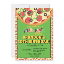 Pizza Party Verjaardag Uitnodigingen