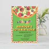 Pizza Party Verjaardag Uitnodigingen (Staand voorkant)