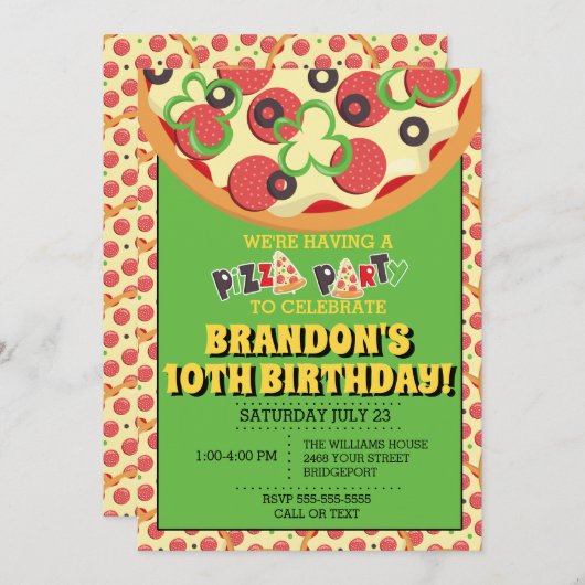 Pizza Party Verjaardag Uitnodigingen (Voorkant / Achterkant)