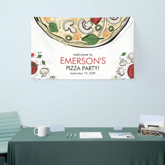 Pizza Party Verjaardag Welkom Banner (Beurs)