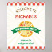 Pizza Party Verjaardag Welkomstbord Poster (Voorkant)