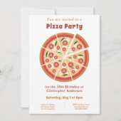 Pizza Party Verjaardag Witte Uitnodiging (Voorkant)