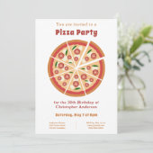 Pizza Party Verjaardag Witte Uitnodiging (Staand voorkant)