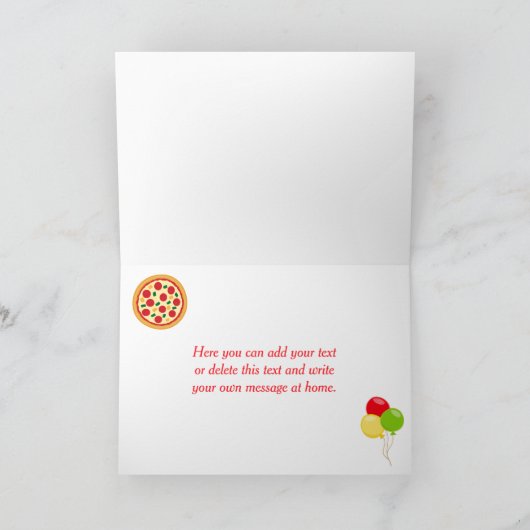 Pizza Party Verjaardagsfeestje Dank u Bedankkaart (Binnen)