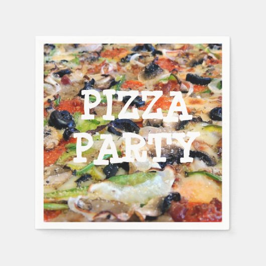 Pizza Party Verjaardagsfeestje Papieren servetten (Voorkant)