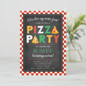 Pizza Party Verjaardagsfeestje Uitnodigen Kaart (Staand voorkant)