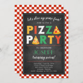 Pizza Party Verjaardagsfeestje Uitnodigen Kaart (Voorkant / Achterkant)
