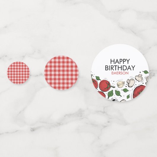 Pizza Party Verjaardagstafel Confetti (Achterkanten)