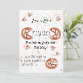 Pizza Party Watercolor Uitnodiging (Staand voorkant)