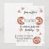 Pizza Party Watercolor Uitnodiging (Voorkant / Achterkant)