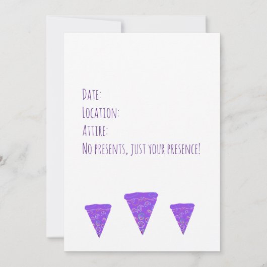 Pizza Party Wedding Kaart (Achterkant)