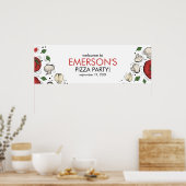 Pizza Party Welkomstbanner Poster (Keuken)
