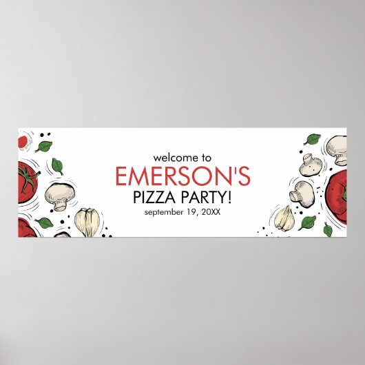 Pizza Party Welkomstbanner Poster (Voorkant)