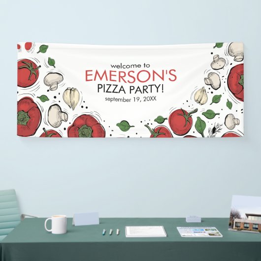 Pizza Party Welkomstbanner Poster Spandoek (Beurs)