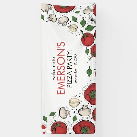 Pizza Party Welkomstbanner Poster Spandoek (Verticaal)