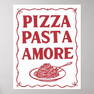Pizza Pasta Amore Italiaans Voedsel Keuken Muurkun Poster