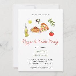 Pizza & Pasta Feest Verjaardag uitnodiging