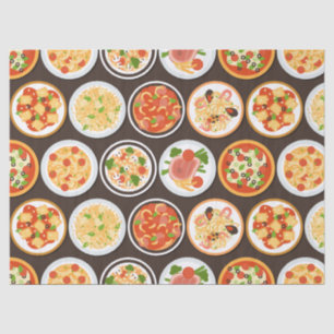 Pizza, pasta, heerlijk Italiaans voedsel Tissuepapier