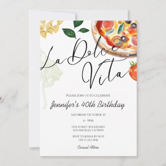 Pizza & Pasta Party Italiaans Verjaardagsdiner Kaart (Voorkant)