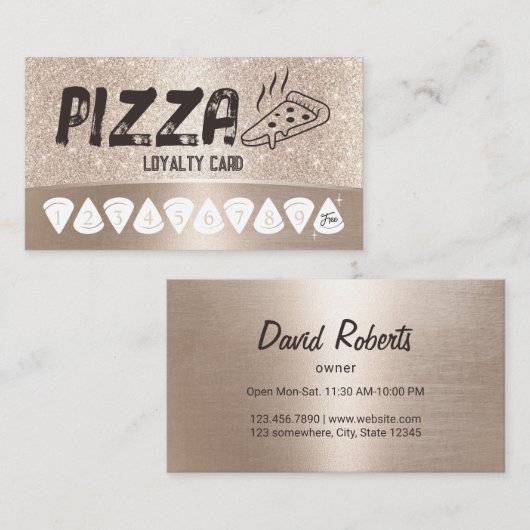 Pizza Pasta Restaurant Modern Gold Loyalty Punch (Voorkant / Achterkant)