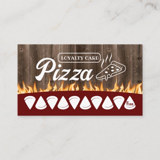 Pizza Pasta Restaurant Rustiek Hout Klantenkaartje (Voorkant)