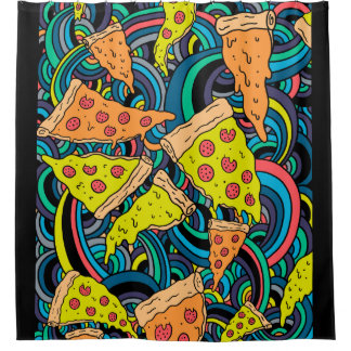 Pizza patroon douchegordijn