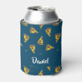 Pizza patroon op blauw blikjeskoeler (Blikje Voorkant)