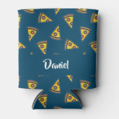 Pizza patroon op blauw blikjeskoeler (Voorkant)