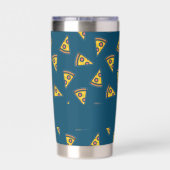 Pizza patroon op blauw geïsoleerde drinkbeker (Achterkant)
