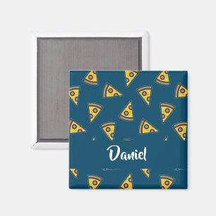 Pizza patroon op blauw magneet