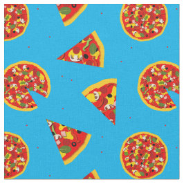 Pizza Patroon op blauw Stof