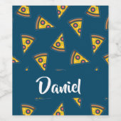 Pizza patroon op blauw wijn etiket (Enkel label)