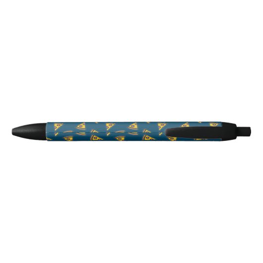 Pizza patroon op blauw zwarte inkt pen (Achterkant)