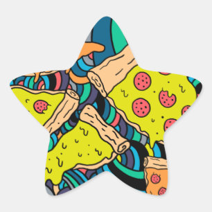 Pizza patroon ster sticker