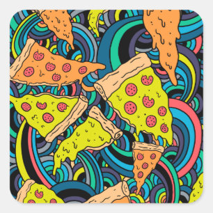 Pizza patroon vierkante sticker