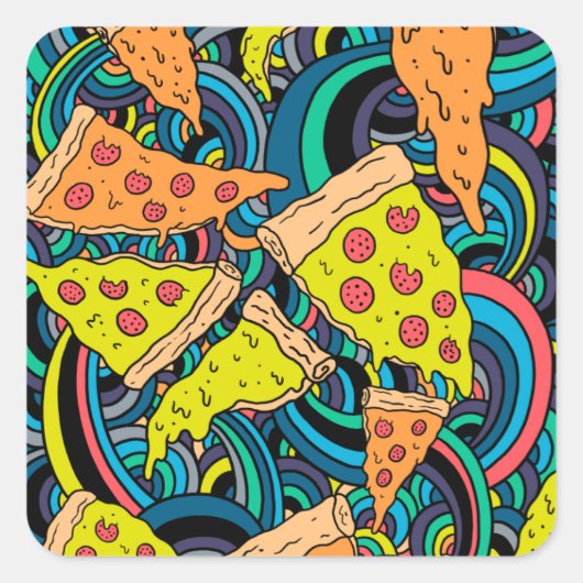 Pizza patroon vierkante sticker (Voorkant)
