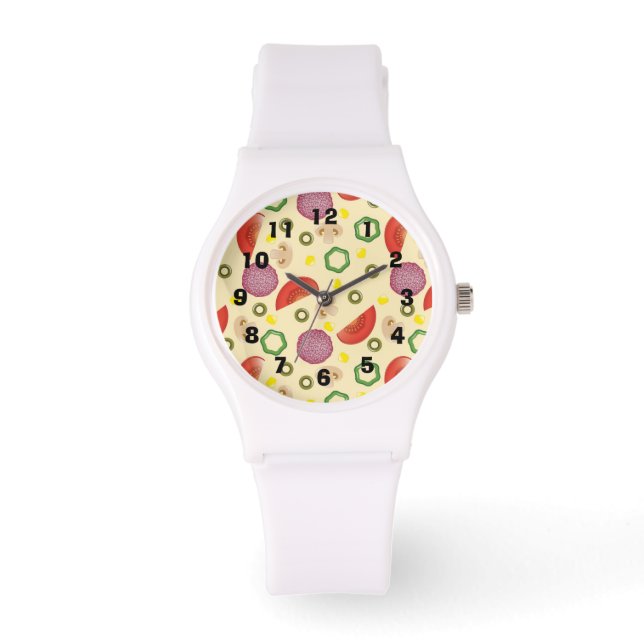 Pizza Pattern 2 Horloge (Voorkant)