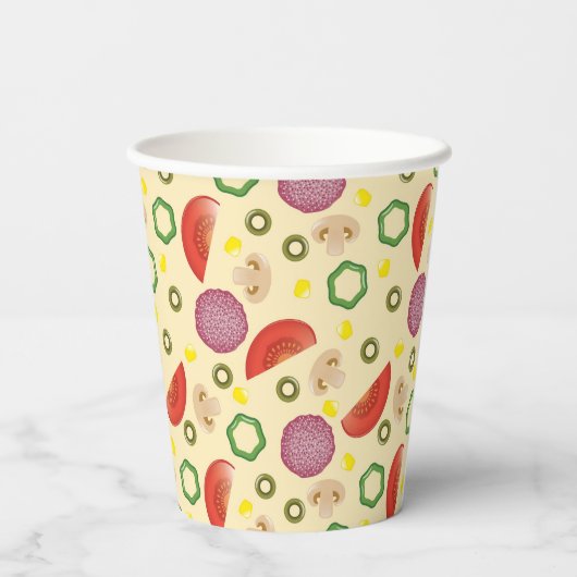 Pizza Pattern 2 Papieren Bekers (Achterkant)