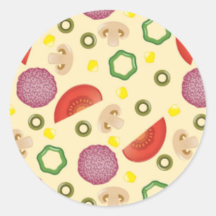 Pizza Pattern 2 Ronde Sticker