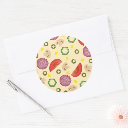 Pizza Pattern 2 Ronde Sticker (Envelop)