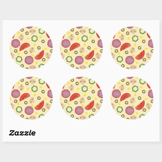 Pizza Pattern 2 Ronde Sticker (Vel)