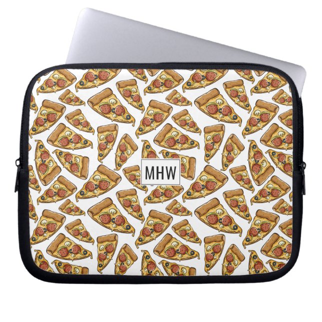 Pizza Pattern aangepaste monogram laptophoezen Laptop Sleeve (Voorkant)