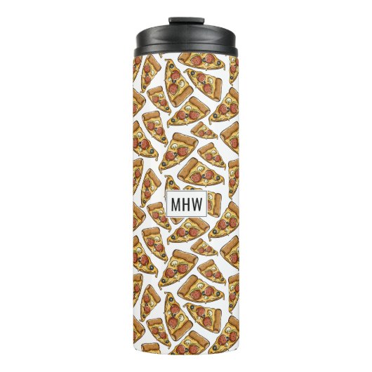 Pizza Pattern aangepaste monogram tumbler Thermosbeker (Voorkant)