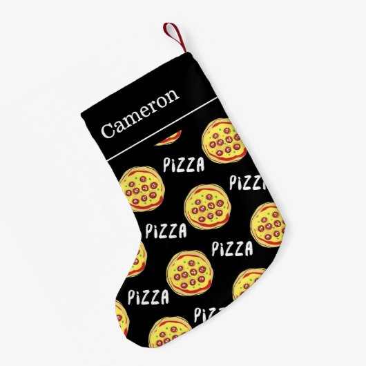 Pizza Pattern | Aangepaste naam Kleine Kerstsok (Achterkant (Hangend))
