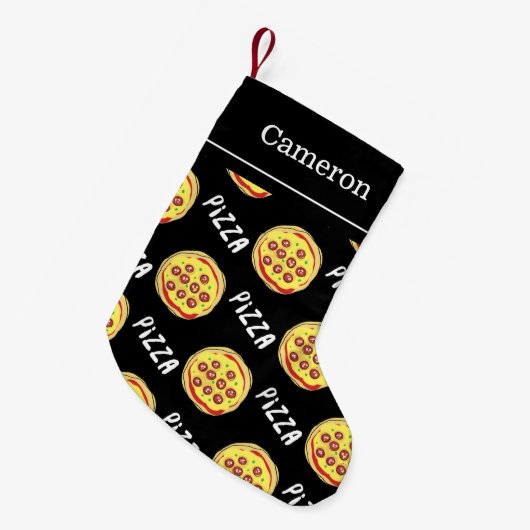 Pizza Pattern | Aangepaste naam Kleine Kerstsok (Voorkant (Hangend))