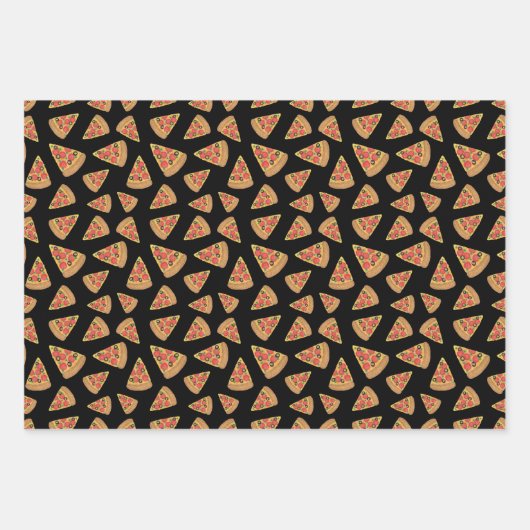 Pizza Pattern Blue Black and White Inpakpapier Vel (Voorkant 2)