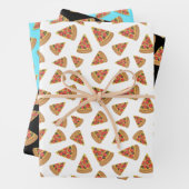 Pizza Pattern Blue Black and White Inpakpapier Vel (In situ)