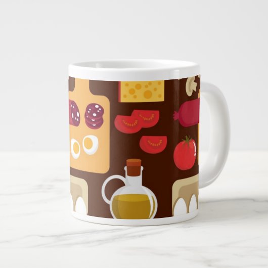 Pizza Pattern Grote Koffiekop (Voorkant rechts)