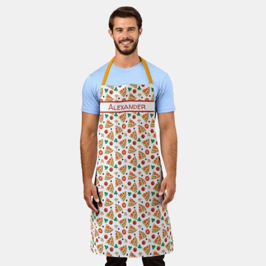 Pizza Pattern Personaliseert Long Apron Schort (Gedragen)